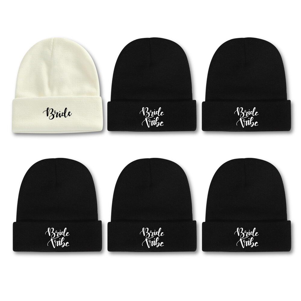 3782 Beanie Hat Acrylic Knit Bride Tribe Hat One Size Black